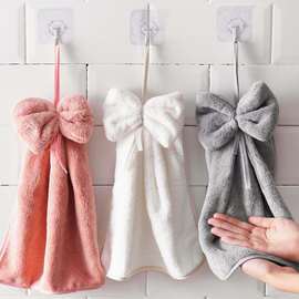 7Y蝴蝶结擦手巾挂式毛巾厨房卫生间家用吸水不掉毛干手抹手抹布