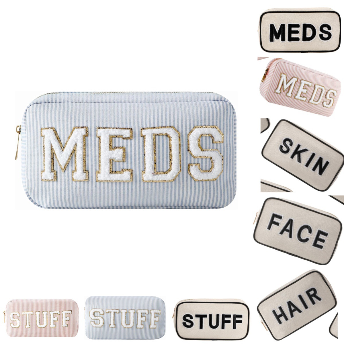 跨境亚马逊刺绣字母化妆包大容量旅行收纳包便携多功能洗漱手拿包