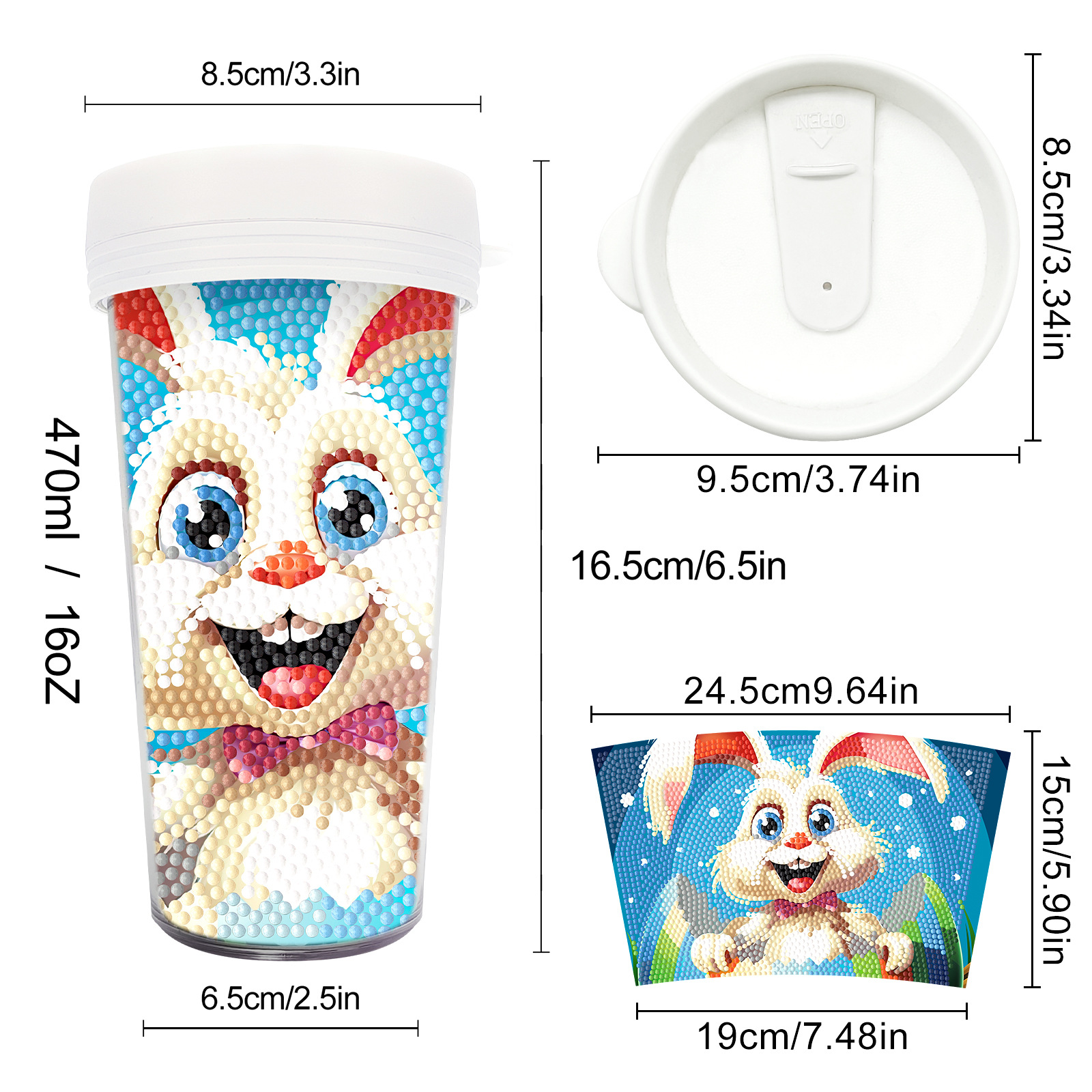 Pintura de diamantes seleccionada nueva taza de bricolaje pintura de diamantes completa etiqueta de artesanía de diamantes botella de agua para beber distribución al por mayor