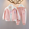 Spring set for leisure, children's sports suit girl's to go out, 3 piece set, 1-2-3 years