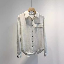 意大利工艺~单穿防晒皆可亚麻条纹衬衫女春夏C43028防晒衬衫