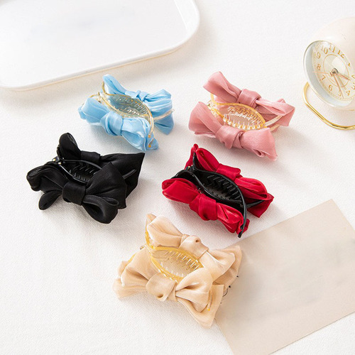 超仙珠光蝴蝶结马尾夹高马尾抓夹年新款气质丸子头发卡头饰