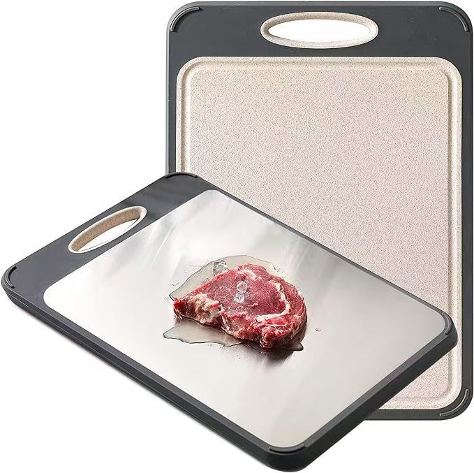 Tabla de cortar de acero inoxidable, tabla de titanio, tabla de cortar de doble cara, tabla de cortar de paja de trigo 304 de una sola pieza, envío directo, producto estrella en Amazon image 45