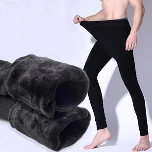 Men's waist leggings warm fleece-lined thickened one-piece pants New 2019 winter men's pants