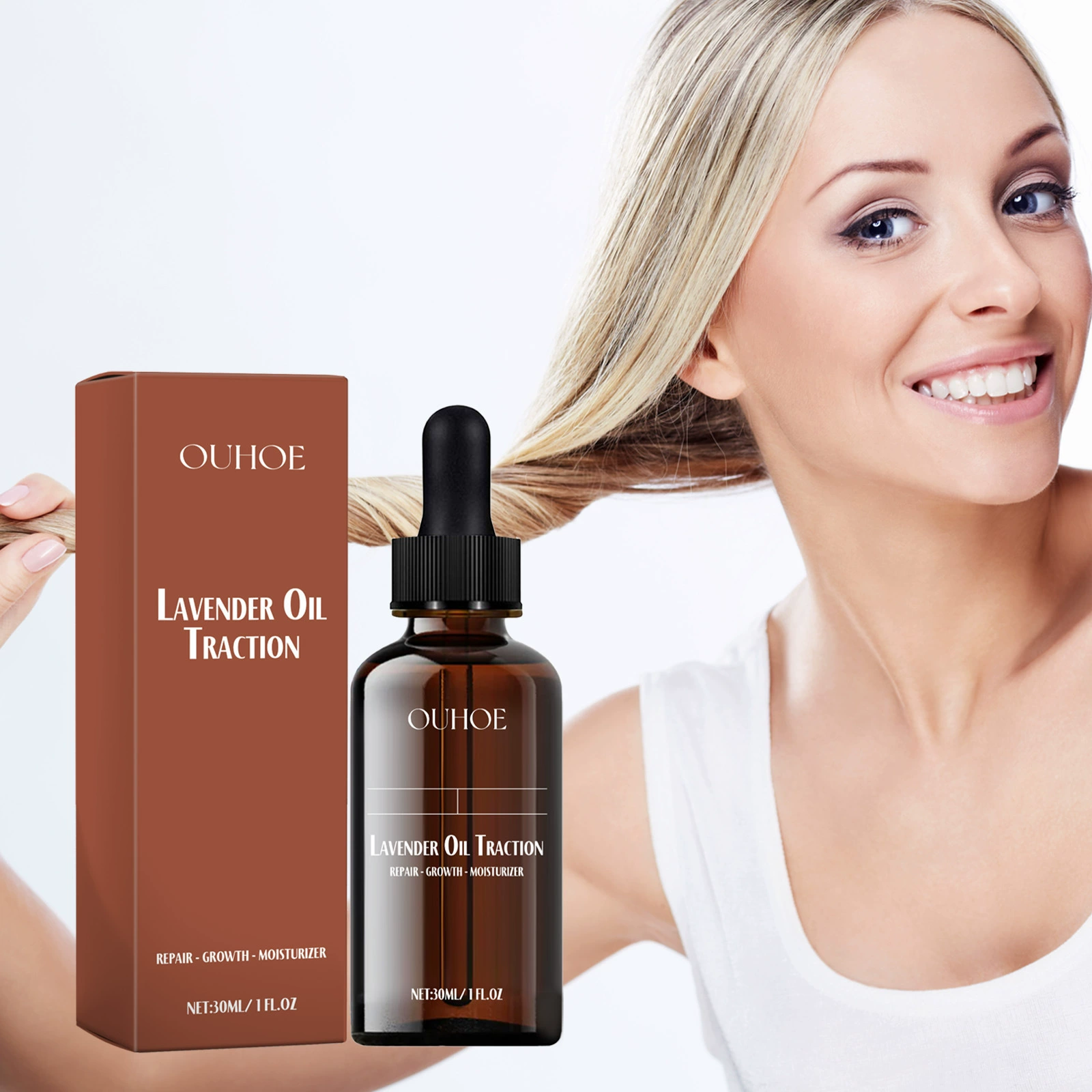 OUHOE лавандовый уход за волосами Эфирное масло для восстановления увлажняющих сухих вьющихся волос