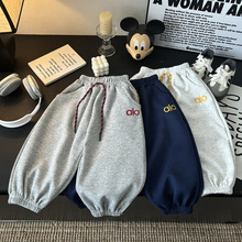 儿童卫裤春秋男女童刺绣外穿宽松运动裤25宝宝休闲裤童装字母刺绣