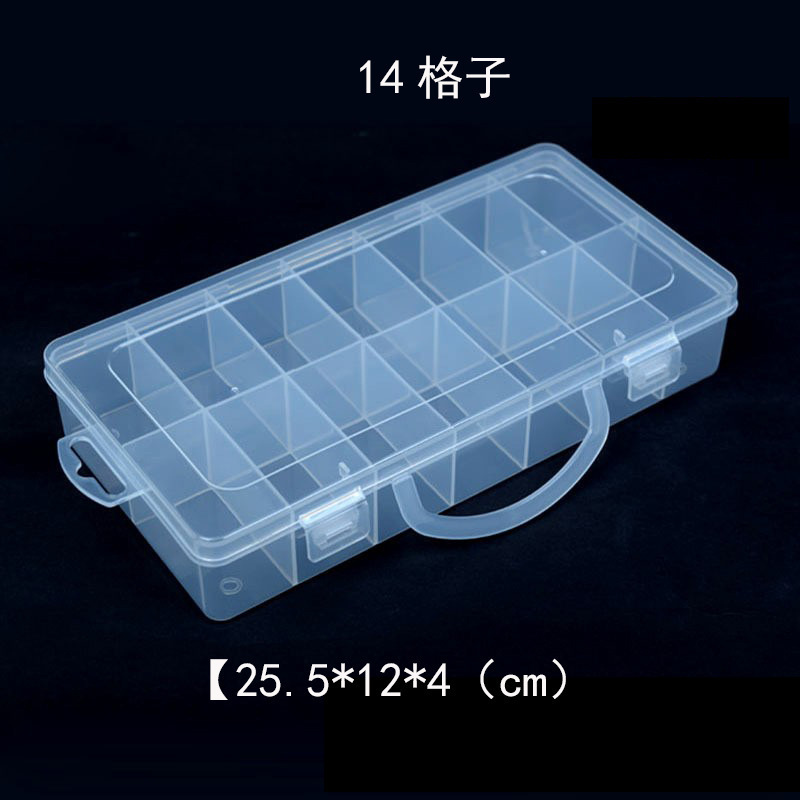 Caja de plástico transparente elemento rectangular piezas de plástico pequeñas tornillo de hardware de clasificación de almacenamiento caja de partición de rejilla