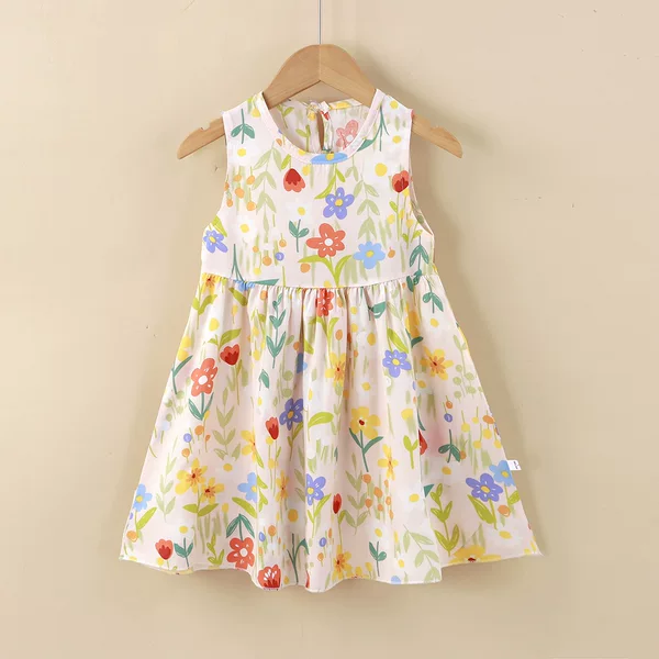 Girls Dress Cotton Silk Summer New Baby Girl Floral Princess Dress Vest Dress Korean Style Girl Skirt Children's Clothing