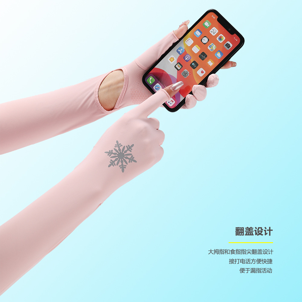 Protección solar manga de hielo verano de las mujeres protección uv brazo guardia conducción correr ciclismo al aire libre ligero transpirable dedo guantes de fuga