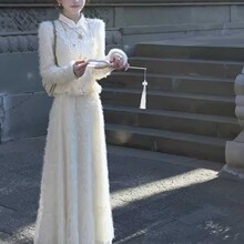 新中式白孔雀 一步三回头仙气羽毛纱 蕾丝高定套装TT2SQTH2318 冬