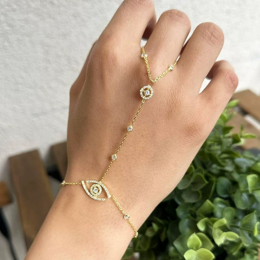 Трансграничный взрыв демонических глаз браслет с пальцами женский регулируемый браслет со стразами