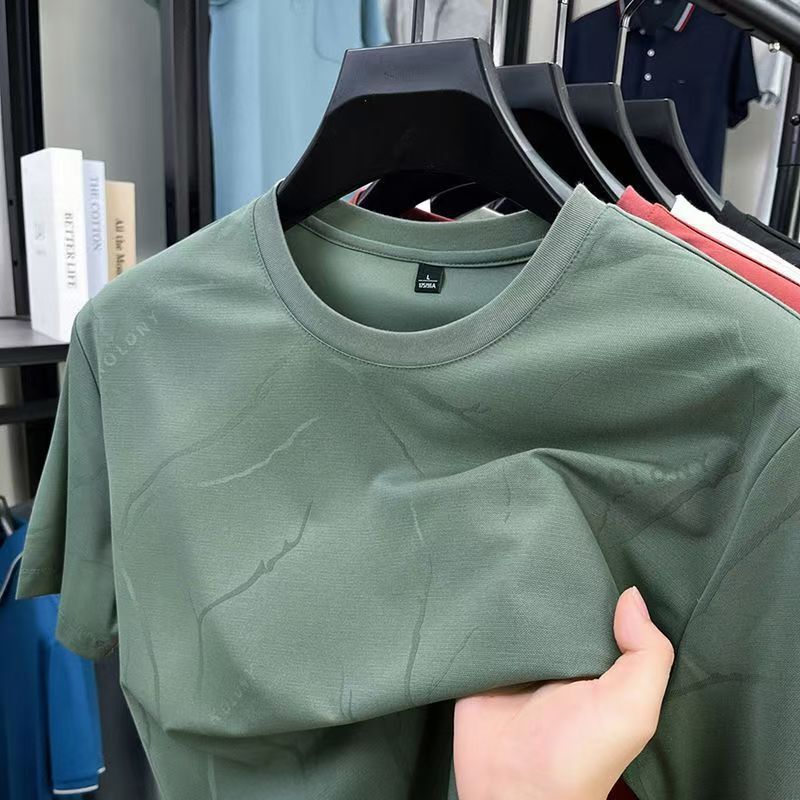 2026 New Men's Ice Silk Short-Sleeved T-Shirt Summer Quick-Drying Breathable Round-Neck Sports Casual Top 2026 New Men's Ice Silk Short-Sleeved T-Shirt Summer Quick-Drying Breathable Round-Neck Sports Casual Top