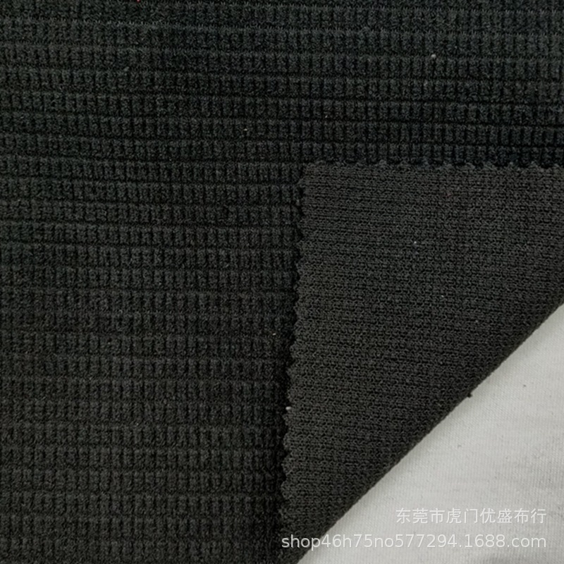 380g欧棉绒华夫格提花面料 雪儿尼玉米粒针织绒布 涤纶弹力欧棉绒