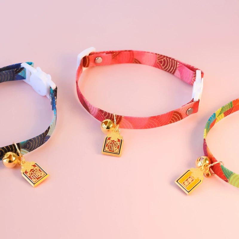 Специальное предложение трансграничный Amazon ошейник для домашних животных кошка собака колокольчик безопасная пряжка ожерелье ювелирные изделия китайский стиль Новогоднее благословение