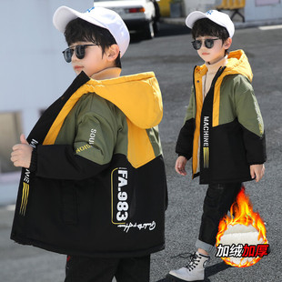 Boys' Coat Spring and Autumn 2024 New Arrival Big Boy's fleece-lined Autumn Top Children's Cool and Handsome Hooded Coat