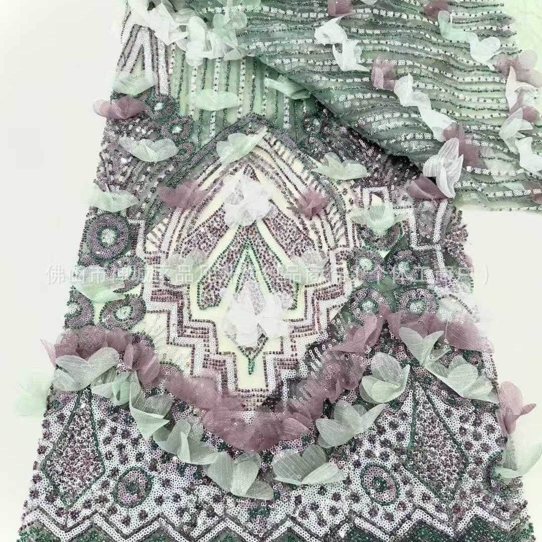 Gaoding Heavy Industry, apliques hechos a mano, tubo de cuentas, tela bordada, vestido de novia de moda transfronteriza, tela para niños