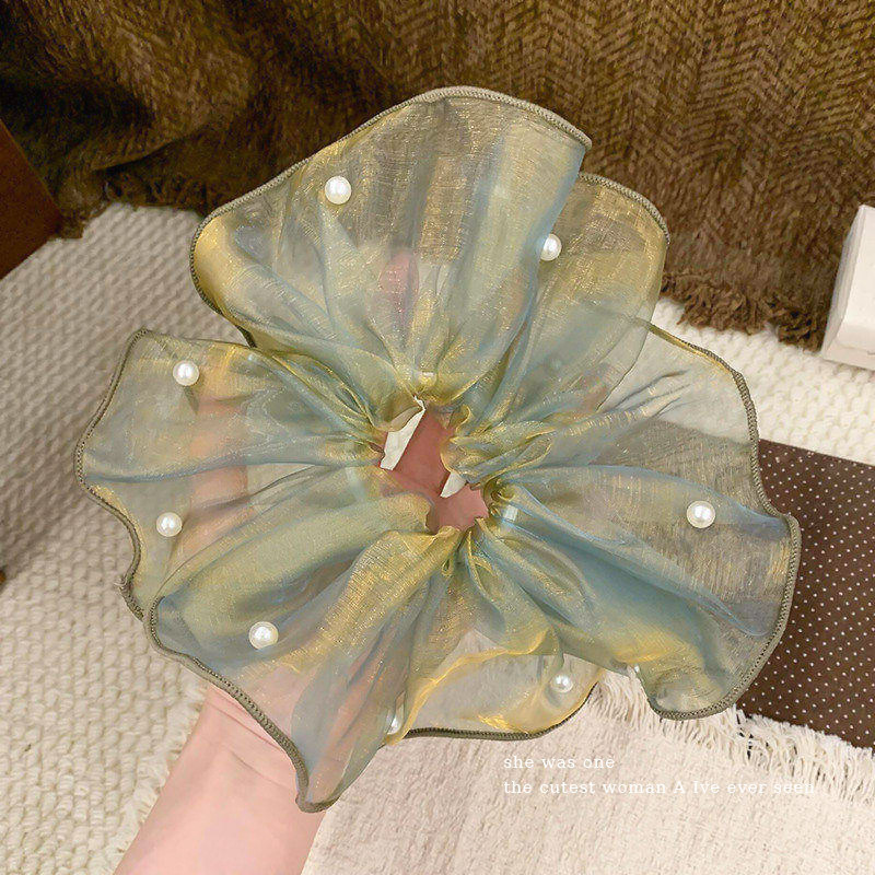 2026 nuevo estilo coreano super grande anillo de pelo intestino grande niñas de alto nivel de sensación de cabello de flores cuerdas de cabello de cordón de goma adornos para el cabello