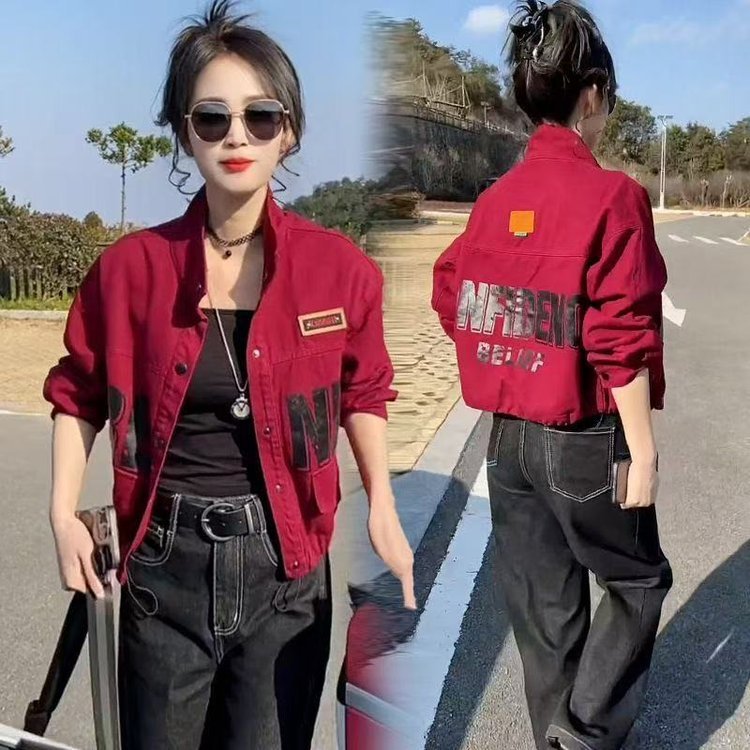 一件代发薄款立领外套女2025春秋季新款时尚休闲长袖夹克短款上衣|undefined
