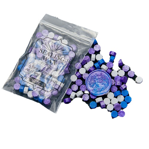 Fire seal wax particles in small bags, octagonal fire seal wax 100 capsules, sealingwax factory direct supply