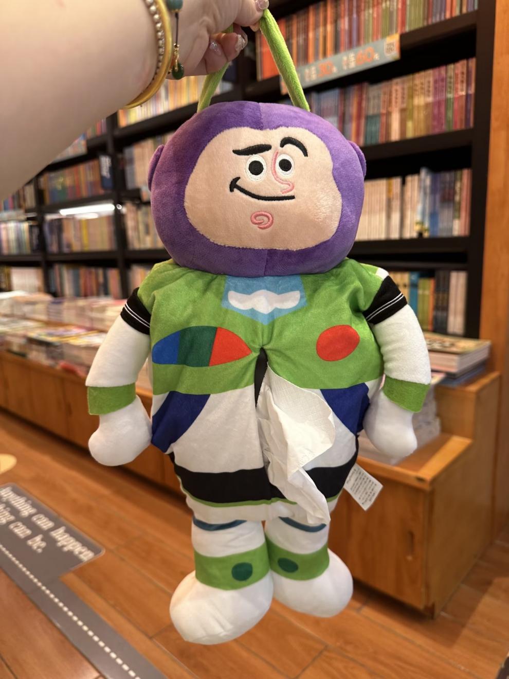 Cute Cartoon Buzz Lightyear Tissue Holder Car-Mounted Hanging Tissue Cover Car Interior Decoration Plush Tissue Dispenser