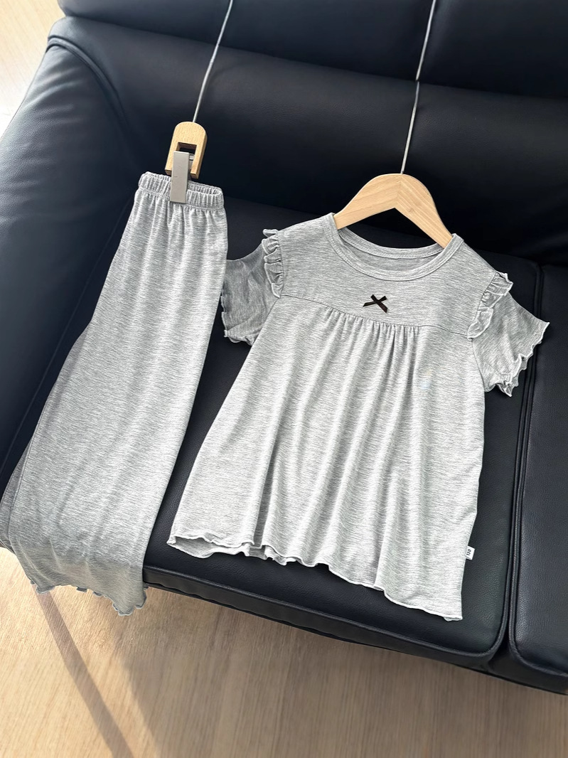 Ropa de primavera y otoño para niños, ropa de aire acondicionado de verano, niñas coreanas sueltas pijamas de manga larga