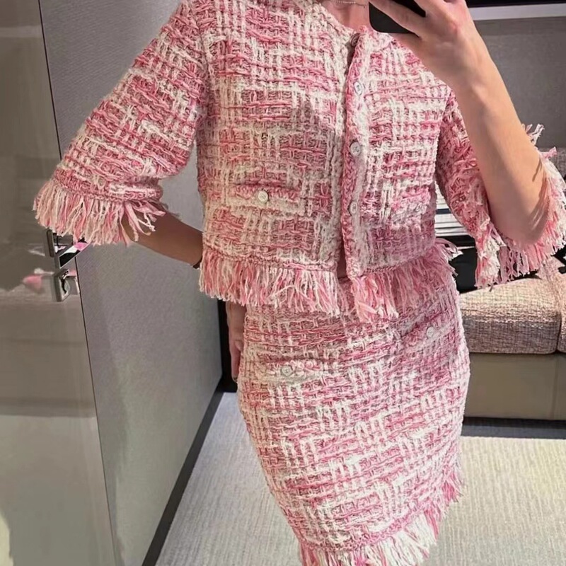 Special Offer: Spring and Autumn New Style Tweed Cardigan with Tassels and Plaid Pattern for Women, Korean Sweet Style Top