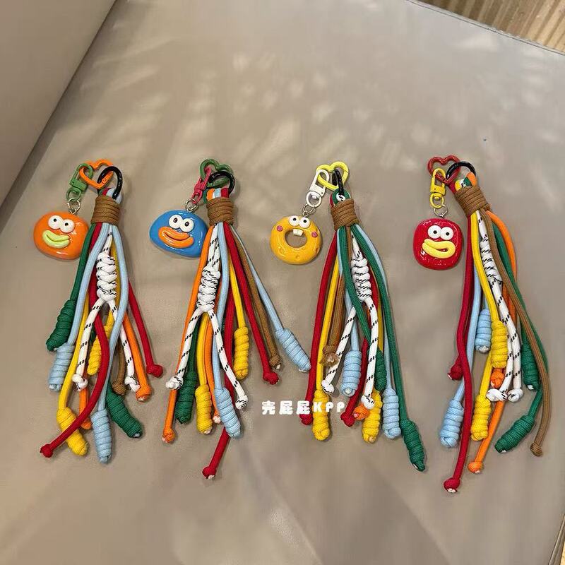 Rainbow-Colored Cute and Quirky Sausage Mouth Colorful Korean-Style Ins Bag Pendant Couple Backpack Keychain Color-Blocking Hanging Chain