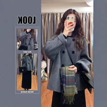 深冬灰色呢子大衣女入冬季2026年新款毛呢外套超好看加厚短款