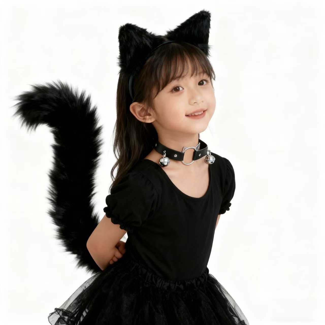 Ali's Handmade Cos Suit Cat Girl Fox Demon Hair Accessories Plush Hair Hoop Headdress Fox Tail Bell Collar