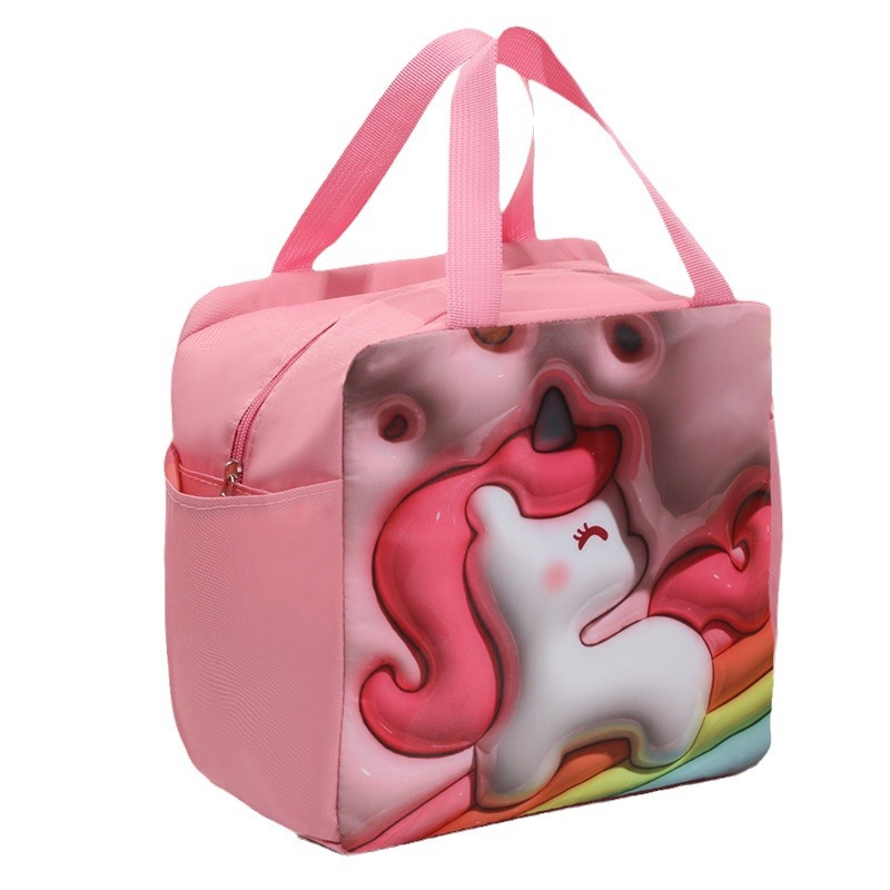 Bolsa de lonchera de expansión 3D de dibujos animados bolsa de aislamiento de gran capacidad de doble bolsillo portátil bolsa de almuerzo con comida bolsa de picnic bolsa de hielo