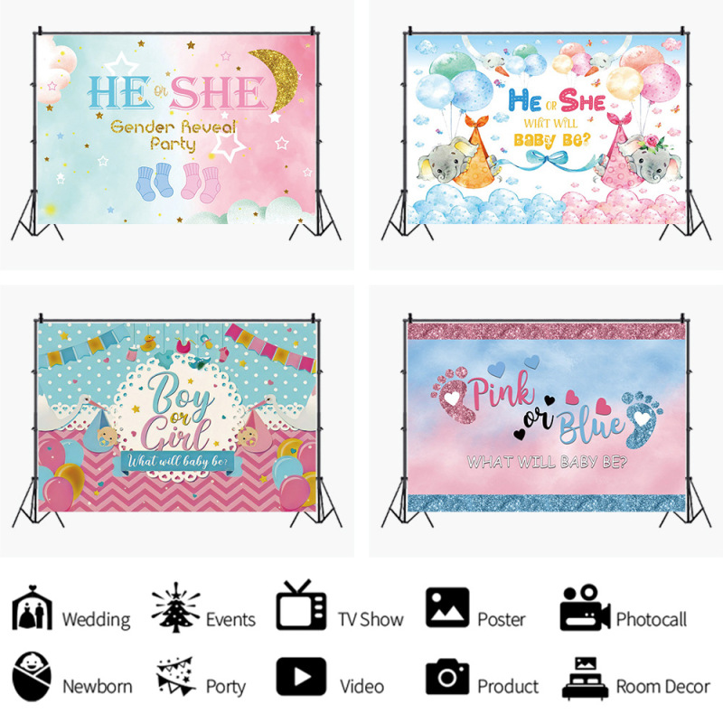 Boy and Girl Gender Reveal Foreign Trade New Style Photo Material Photography Background Cloth Studio Props