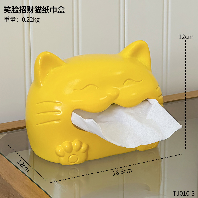 クリエイティブなハイエンドの笑顔の猫のティッシュボックス、自宅のリビングルーム、寝室、レストランのデスクトップティッシュボックスの装飾装飾品|undefined