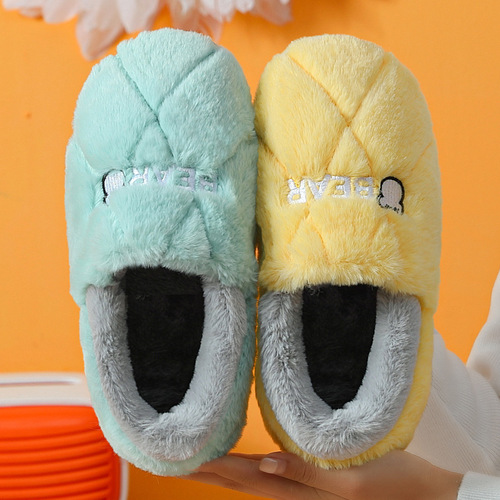 Winter cotton slippers for men with heel cotton shoes for home couples indoor non-slip warm home furry slippers for women wholesale
