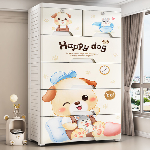 Drawer-style storage cabinet for small users, cartoon storage cabinet for rent, apartment, multi-layer plastic baby clothing organizer