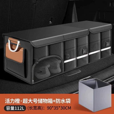 Car storage bag/box — car storage box storage box - upgraded-shoe-storage-opening-vibrant-orange-extra-large-112l-waterproof-bag-washable-foldable-refuse-to-be-messy