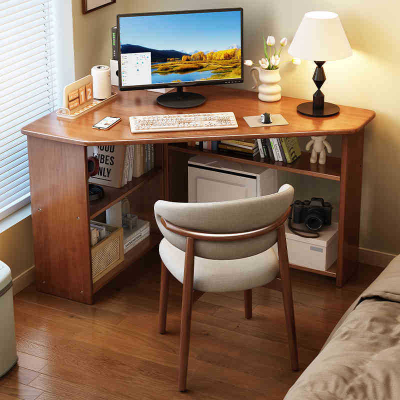 Solid Wood Desk Corner Bedroom Corner Space-Saving Triangular Writing Desk Home Small Apartment Desk Computer Desk