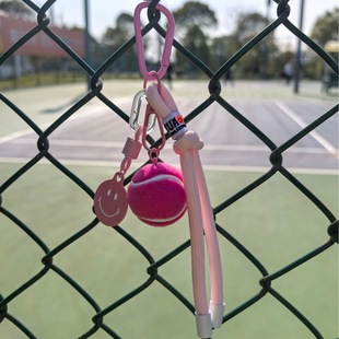 Korean Style Fashion Colorful Smiley Face Tennis Bag Pendant Keychain Creative Bag Decoration Trendy Accessory