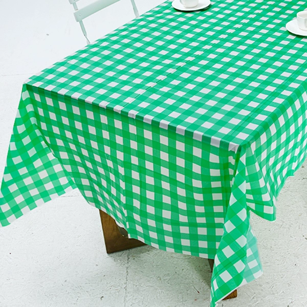 1 green plaid tablecloth