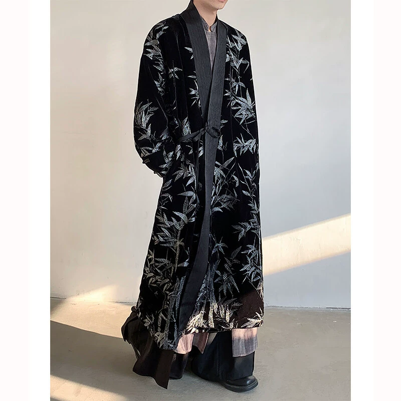Новый сверхпрочный серебряный бамбуковый вышивка Hanfu в китайском стиле с высококачественным винтажным нишевым длинным халатом, художественным халатом для мужчин и женщин, плащом.