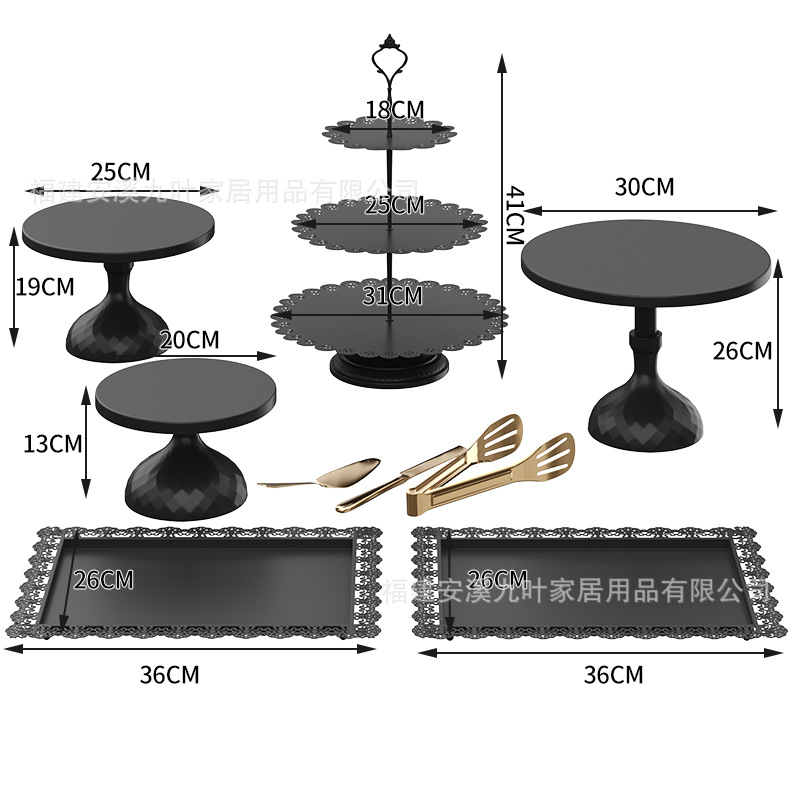 Juego de Soportes para Tartas de Hierro Forjado Estilo Europeo, Decoración para Bodas, Exhibición de Postres, Soporte para Aperitivos, Accesorios para Fiestas de Cócteles, Juego de Platos para Tartas image 9