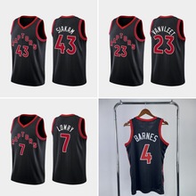 猛龙队热压球衣4号巴恩斯Barnes43号西亚卡姆9#巴雷特篮球服跨境