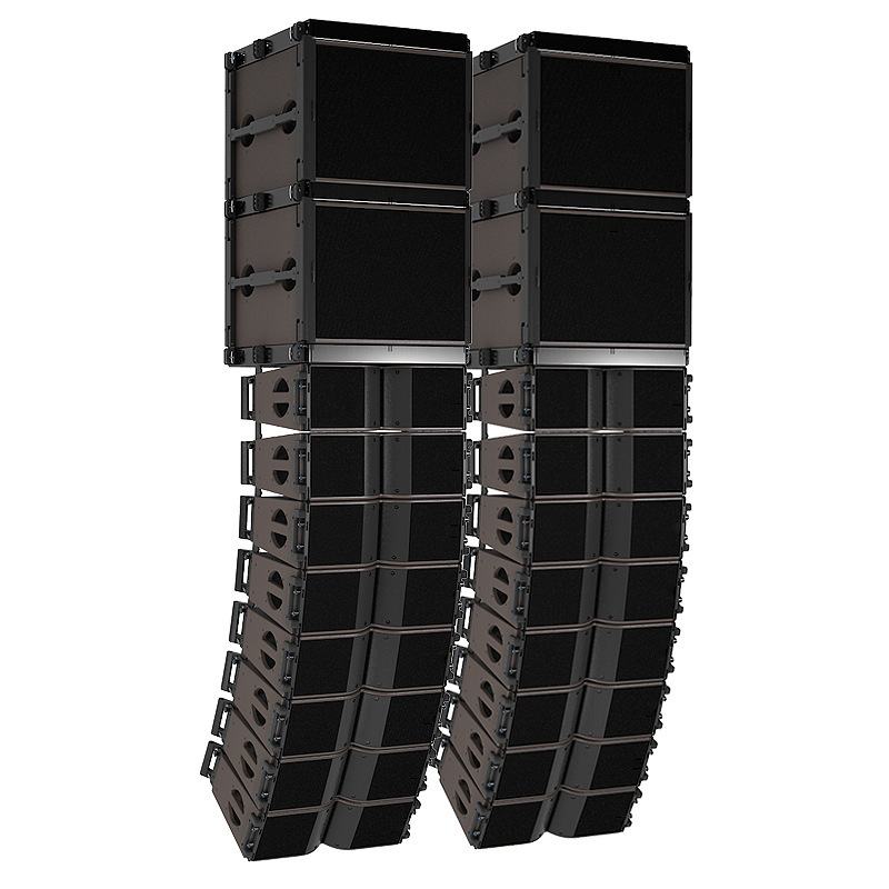 El mismo conjunto de altavoces de matriz lineal de 8 pulgadas / 10 pulgadas de ACUS es un conjunto de sonido profesional para espectáculos de escenario al aire libre a gran escala.