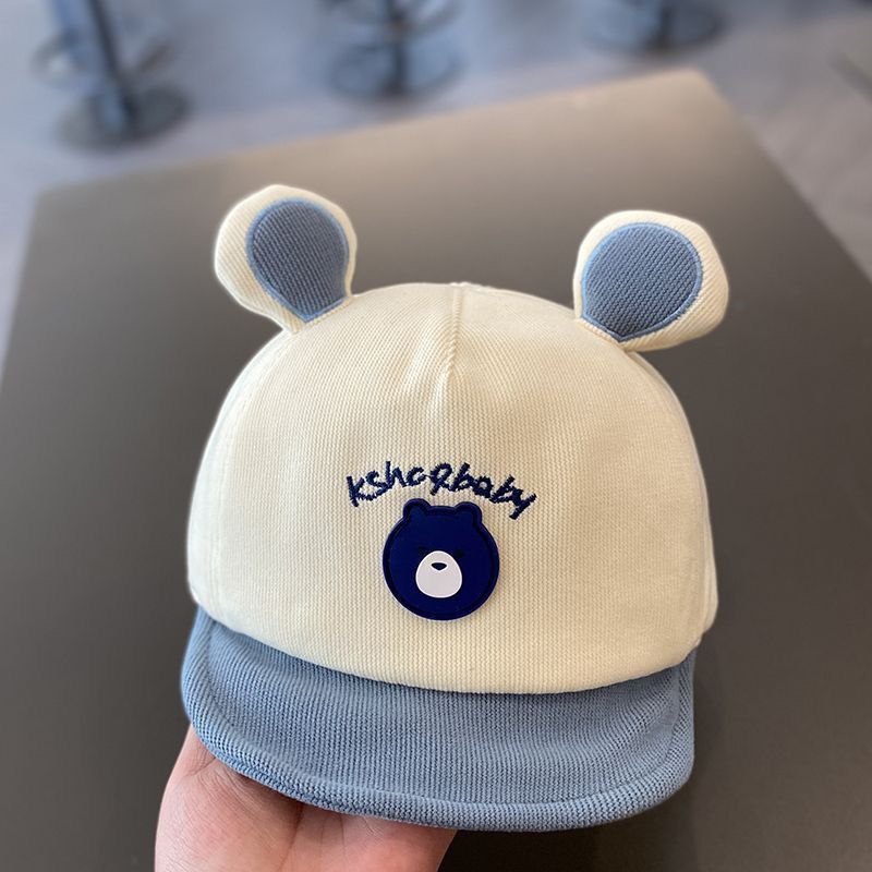 가죽 라벨 베어 캡 - 블루