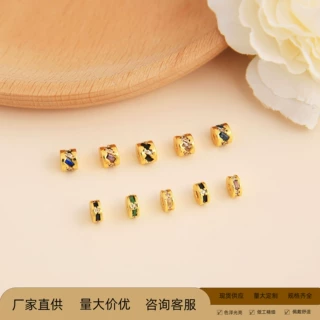 保色18k金微镶锆石彩色隔珠车轮隔片diy饰品配件水晶手串串珠批发