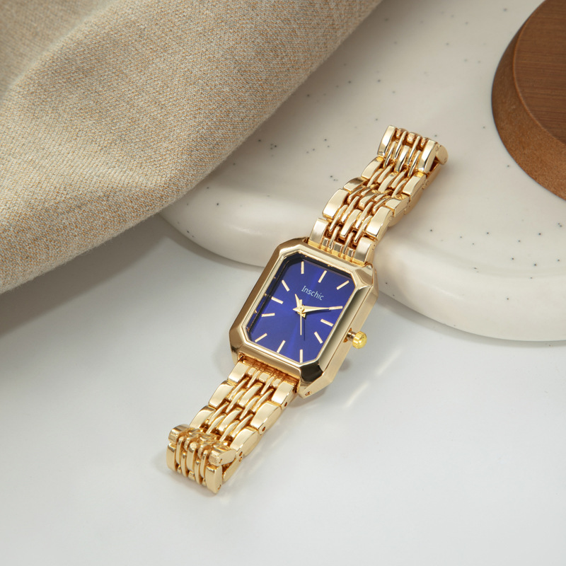 Cross-Border Women's Bracelet Watch Ins Style Fashion Light Luxury Square Quartz Watch Versatile Steel Chain Women's Watch Cross-Border Hot Sale