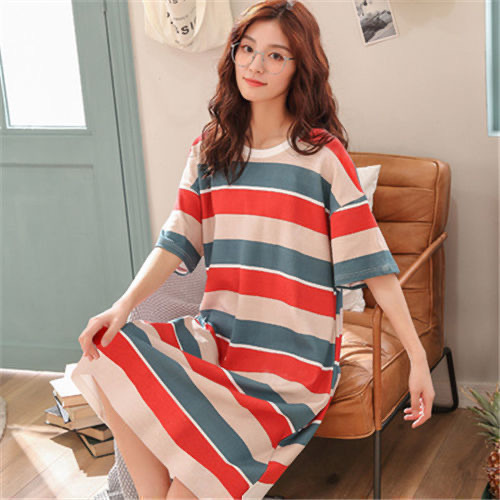 Camisón para mujer, talla grande de verano, pijamas de maternidad para primavera y otoño, nuevo estilo 2024, manga corta, fino, lindo, dibujos animados de verano.