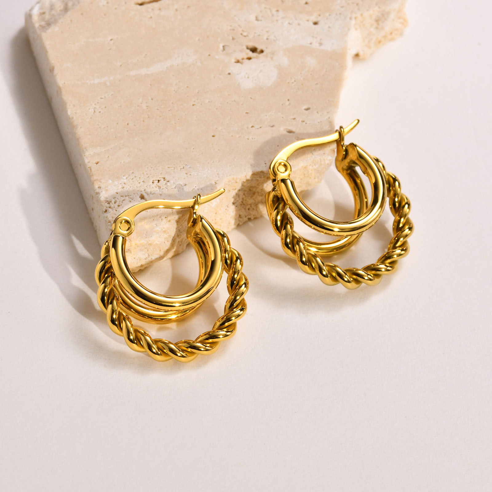 PVD Coated Gold Plating Process 201 Stainless Steel Ear Needle Material Real Gold Plated Plating Material Fashion Solid Color Plating 201 Stainless Steel Stainless Steel Earrings