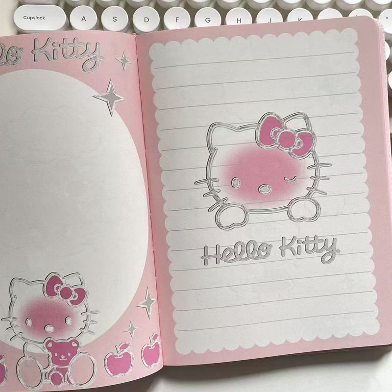 A6烫金HelloKitty笔记本高颜值可爱凯蒂猫日记本学生记事彩页本|undefined