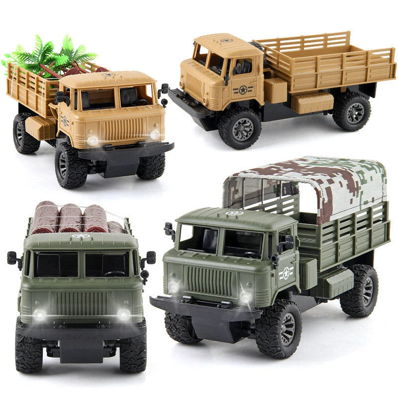 Радиоуправляемый военный грузовик (Sitong JC20) — USB‑зарядка, LED‑фары, рифлёные резиновые шины