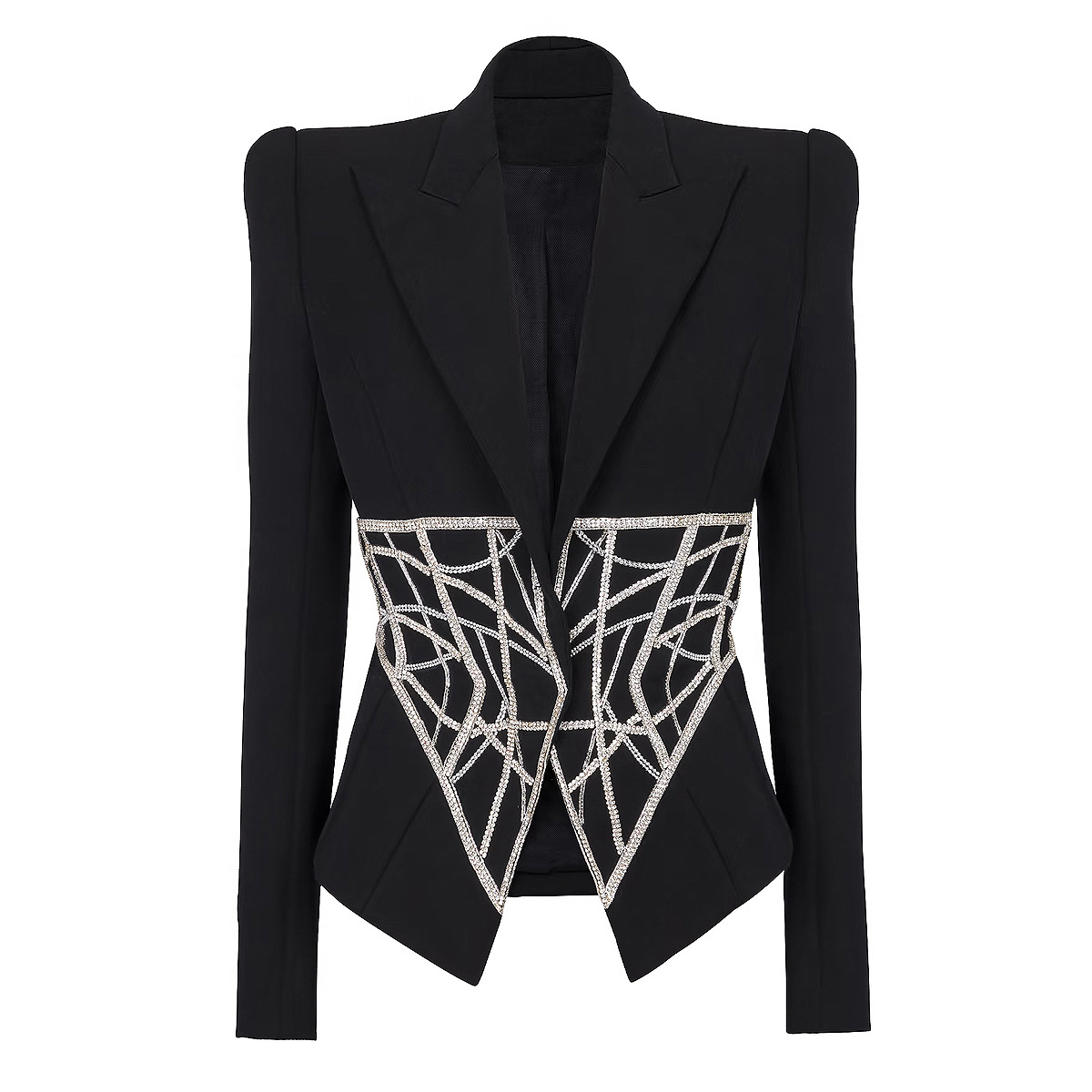Blazer Ajustado para Mujer 23116 de Espándex con Cuentas para Oficina